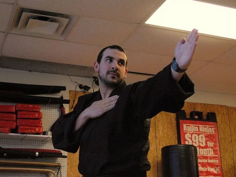 student practicing martial arts drill